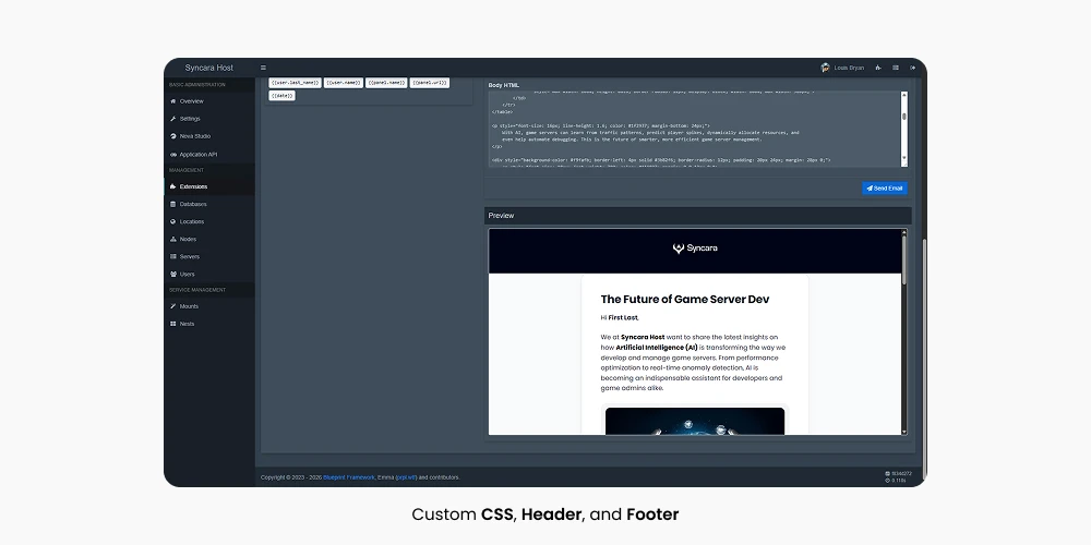 Send Email Extension Feature 1